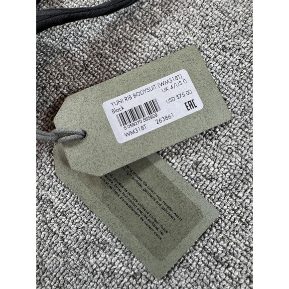 AllSaints Yuni Rib Bodysuit Womens 0 Black Strappy Zip Back Textured Stretch - Picture 2 of 9